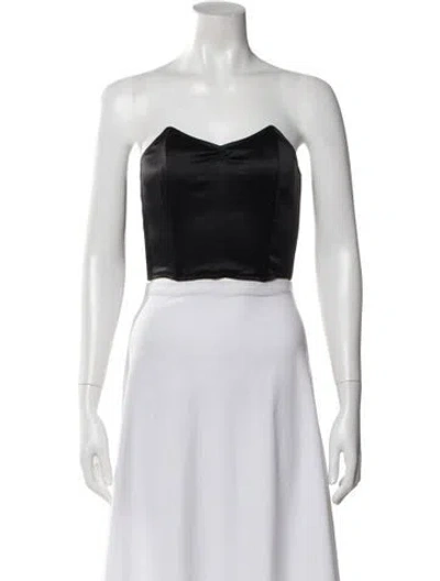Pre-owned Rodarte Silk Strapless Crop Top In Black