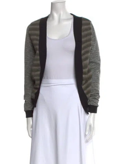 Pre-owned Rodarte Striped Open Front Sweater In Black