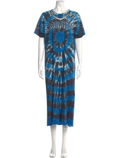 Pre-owned Rodarte Tie-dye Print Long Dress In Blue