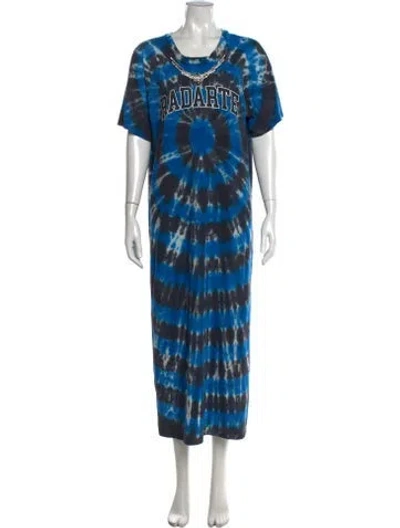 Pre-owned Rodarte Tie-dye Print Long Dress In Blue