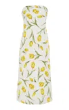 Rodarte Tulip Silk Crepe Strapless Dress In Floral
