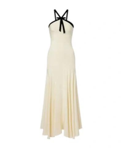 Rodarte Velvet-trimmed Silk Crêpe Maxi Dress In White