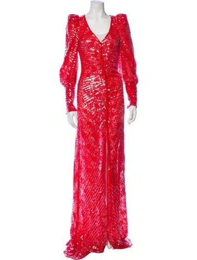 Pre-owned Rodarte V-neck Long Dress In Multi