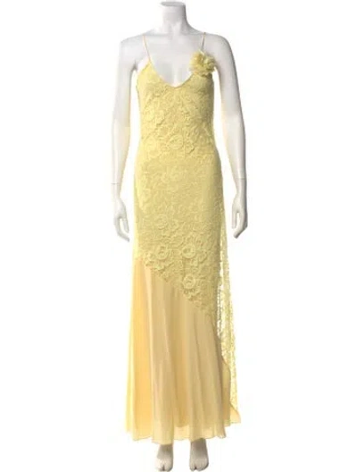 Pre-owned Rodarte V-neck Long Dress In Yellow