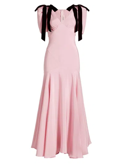 Rodarte Women's Bow Silk Crepe Maxi Dress In Pink