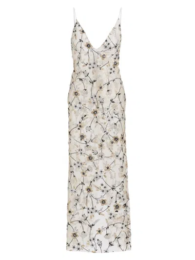 Rodarte Women's Embroidered Floral Sheer Slip Dress In White