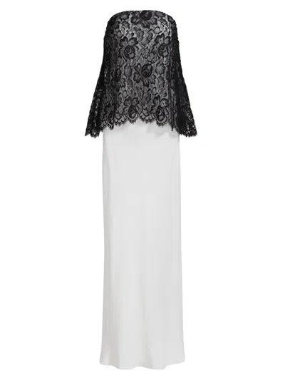 Rodarte Women's Silk Crepe & Lace Overlay Bias-cut Dress In Multi