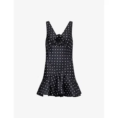 Rodarte Womens Black Polka-dot Ruffled Silk Mini Dress