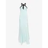 Rodarte Bow-detailed Silk Crepe And Georgette Halter Dress