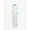 Rodarte Womens White/blue Rosette Shoulder-straps Silk Gown In White