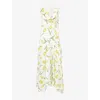 Rodarte Womens White/yellow Tulip Cowl-neck Silk Maxi Dress In White