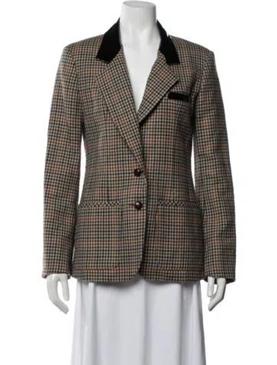 Pre-owned Rodarte Wool Plaid Print Blazer In Brown