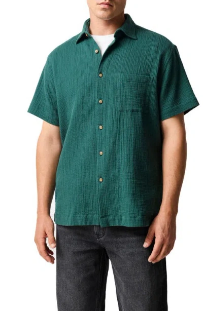 Rodd & Gunn Adams Flat Weekend Fit Short Sleeve Stretch Seersucker Button-up Shirt In Green