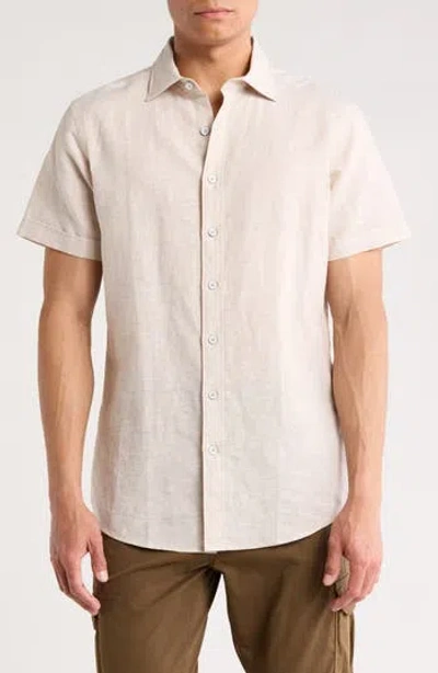 Rodd & Gunn Baywater Short Sleeve Linen & Cotton Button-up Shirt In Multi