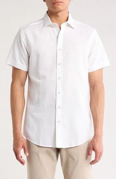Rodd & Gunn Baywater Short Sleeve Linen & Cotton Button-up Shirt In White