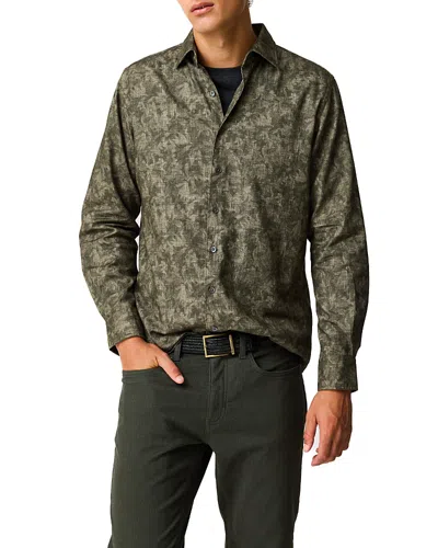 Rodd & Gunn Campbell Valley Palm Print Long Sleeve Shirt In Green