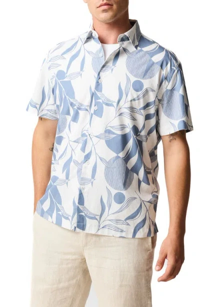 Rodd & Gunn Carrington Floral Short Sleeve Button-up Shirt In Blue