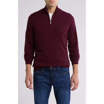 Rodd & Gunn Cashmere Merino Half-zip Sweater In Claret