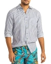 Rodd & Gunn Port Charles Stripe Linen Button-up Shirt In Deep Ocean