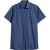 Rodd & Gunn Clarkes Bay Floral Short Sleeve Cotton Button-up Shirt In Blue