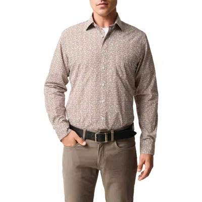 Rodd & Gunn Eastborne Sports Fit Dot Print Cotton Button-up Shirt In Brown