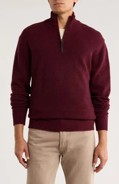 Rodd & Gunn Gammons Wool Quarter Zip Sweater In Burgundy
