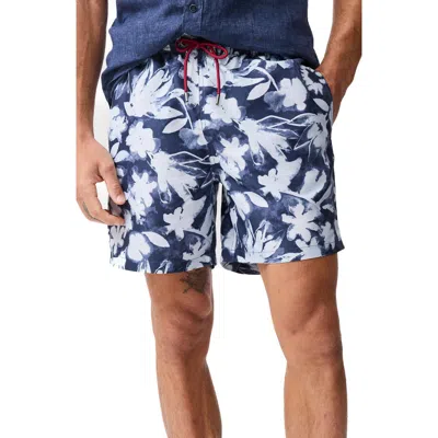 Rodd & Gunn Hardinge Abstract Floral Swim Trunks In Blue