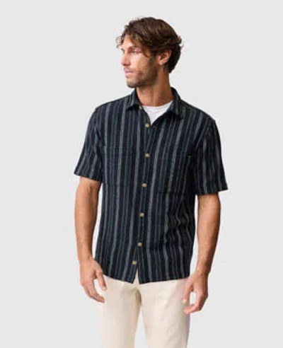 Rodd & Gunn Harley Open Weave Short Sleeve Button-up Shirt In Blue