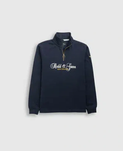 Rodd & Gunn Jubilee Embroidered Logo Cotton French Terry Quarter Zip Pullover In Blue