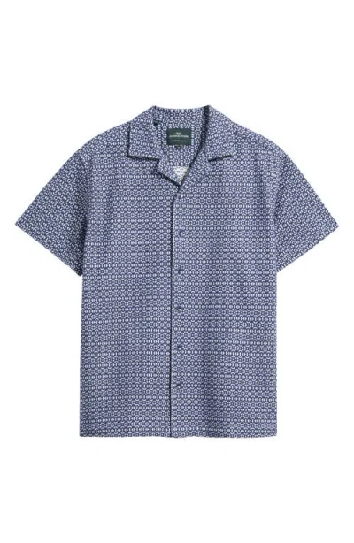 Rodd & Gunn Knightsbridge Geometric Embroidery Cotton Camp Shirt In Blue