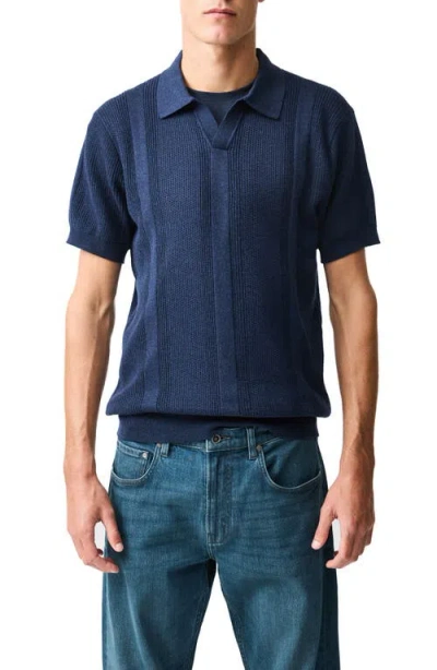 Rodd & Gunn Linwood Knit Cotton Sweater Polo In Blue