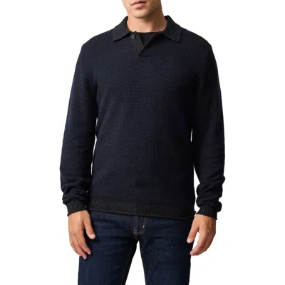 Rodd & Gunn Marlin Cotton & Wool Blend Johnny Collar Sweater In Blue