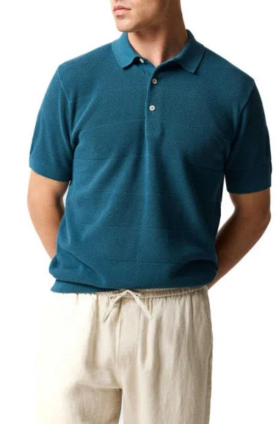 Rodd & Gunn Masons Regular Fit Flat Knit Polo Shirt In Blue
