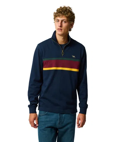 Rodd & Gunn Chesterfield Chest Stripe Quarter Zip Long Sleeve Polo In Blue