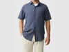 Rodd & Gunn Gowenbridge Short Sleeve Textured Cotton Button-up Shirt In Blue