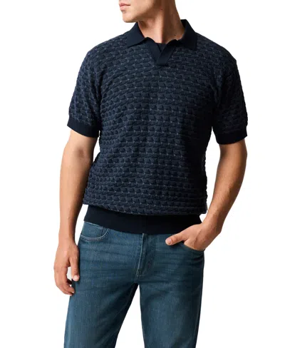 Rodd & Gunn Halken Textured Knit Polo In Blue
