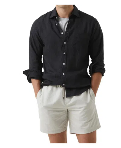 Rodd & Gunn Men's Seaford Sports Fit Long Sleeve Linen Shirt In Black