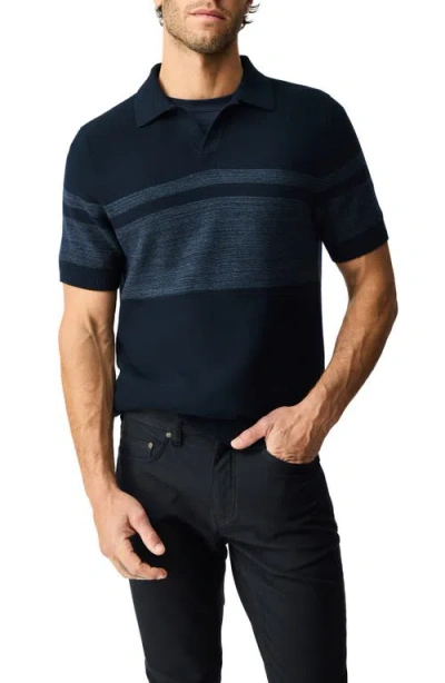 Rodd & Gunn Mount Albert Stripe Short Sleeve Cotton Sweater In Blue