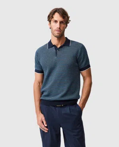 Rodd & Gunn Oyster Island Texture Polo In Blue