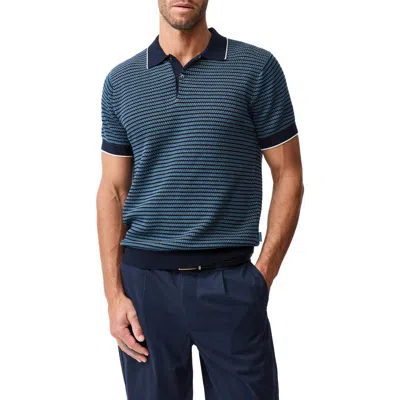 Rodd & Gunn Oyster Island Texture Polo In Blue