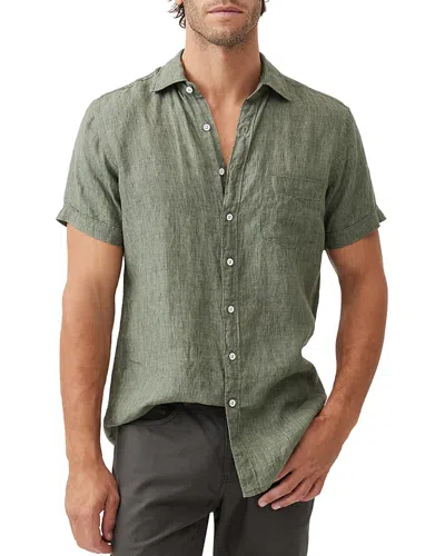 Rodd & Gunn Palm Beach Sports Fit Short Sleeve Linen Button-up Shirt In Green