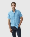 Rodd & Gunn Ellerslie Short Sleeve Linen Button-up Shirt In Cobalt