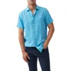 Rodd & Gunn Palm Beach Sports Fit Short Sleeve Linen Button-up Shirt In Blue