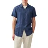 Rodd & Gunn Palm Beach Sports Fit Short Sleeve Linen Button-up Shirt In Blue