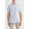 Rodd & Gunn Palm Beach Sports Fit Short Sleeve Linen Button-up Shirt In Blue
