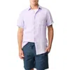 Rodd & Gunn Palm Beach Sports Fit Short Sleeve Linen Button-up Shirt In Purple