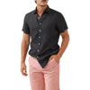 Rodd & Gunn Palm Beach Sports Fit Short Sleeve Linen Button-up Shirt In Black