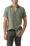 Rodd & Gunn Palm Beach Sports Fit Short Sleeve Linen Button-up Shirt In Green