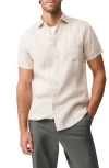 Rodd & Gunn Palm Beach Sports Fit Short Sleeve Linen Button-up Shirt In Neutral