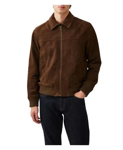 Rodd & Gunn Redvale Sheepskin Suede Bomber Jacket In Brown
